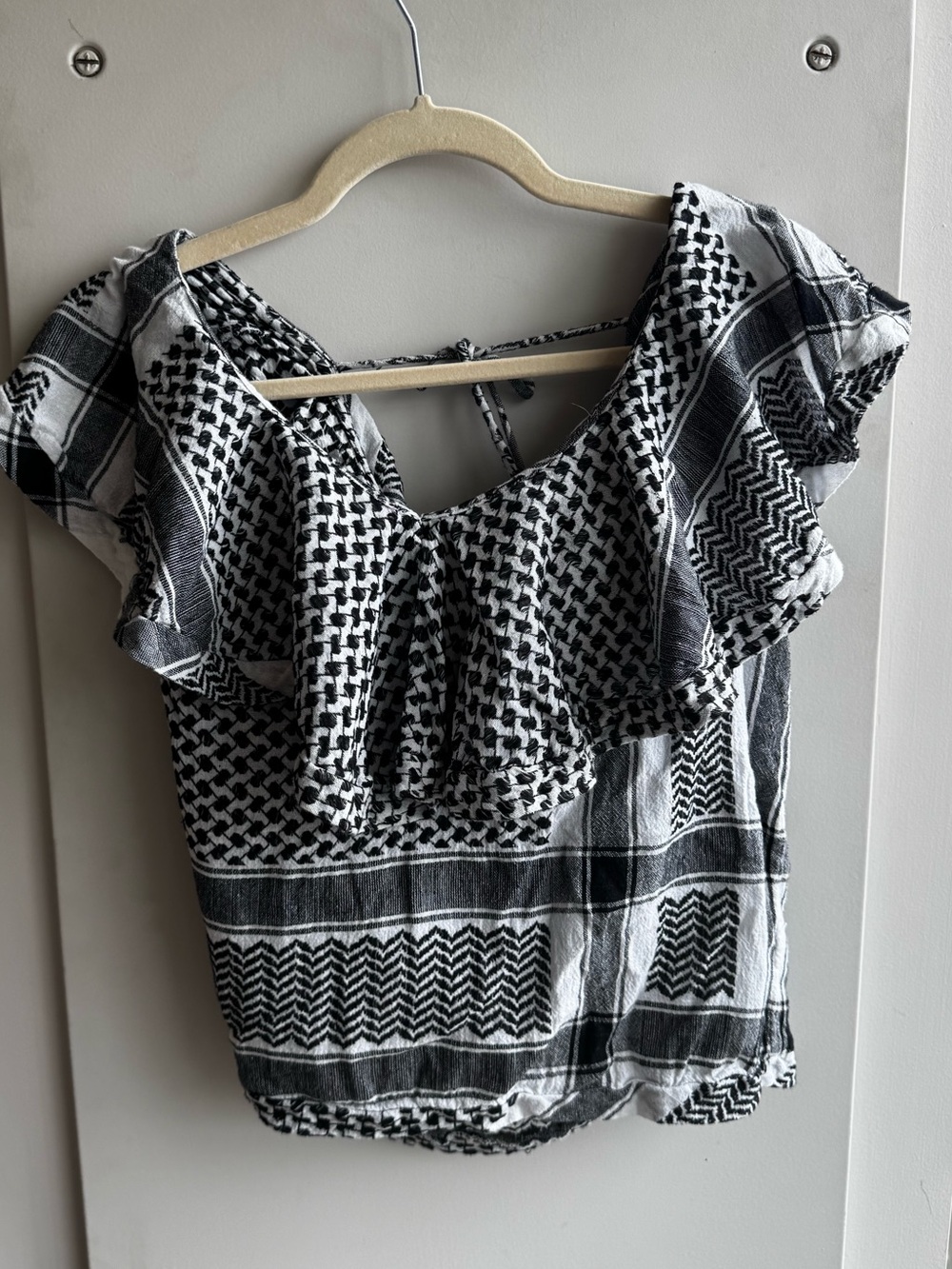 Cecilie Copenhagen Black White Ruffle Top Size L